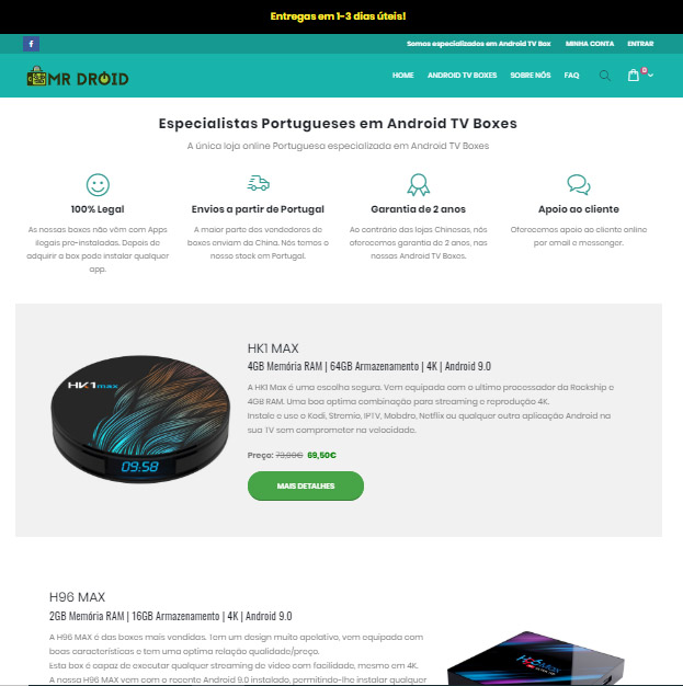 O Mr Droid é uma loja online Portuguesa que comercializa Android TV Boxes